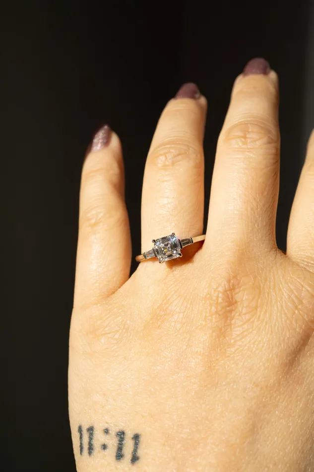 Foe Dear Rings Keiko Ring 124ct White Asscher Cut Lab Diamond readytoship