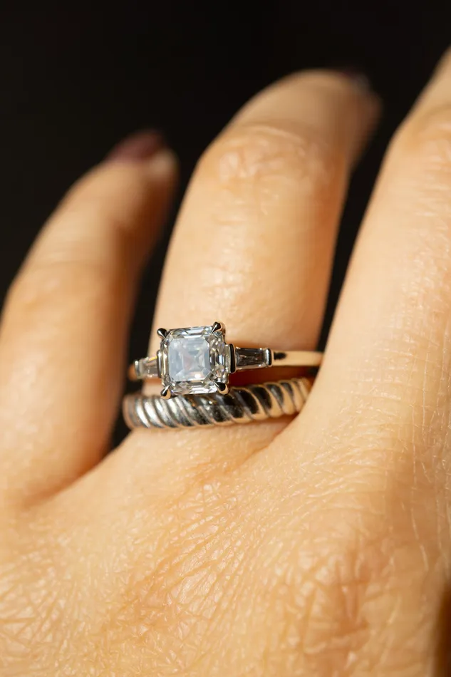 Foe Dear Rings Keiko Ring 124ct White Asscher Cut Lab Diamond readytoship