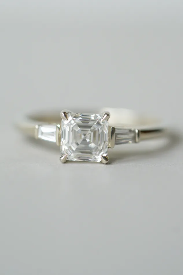 Foe Dear Rings Keiko Ring 124ct White Asscher Cut Lab Diamond readytoship
