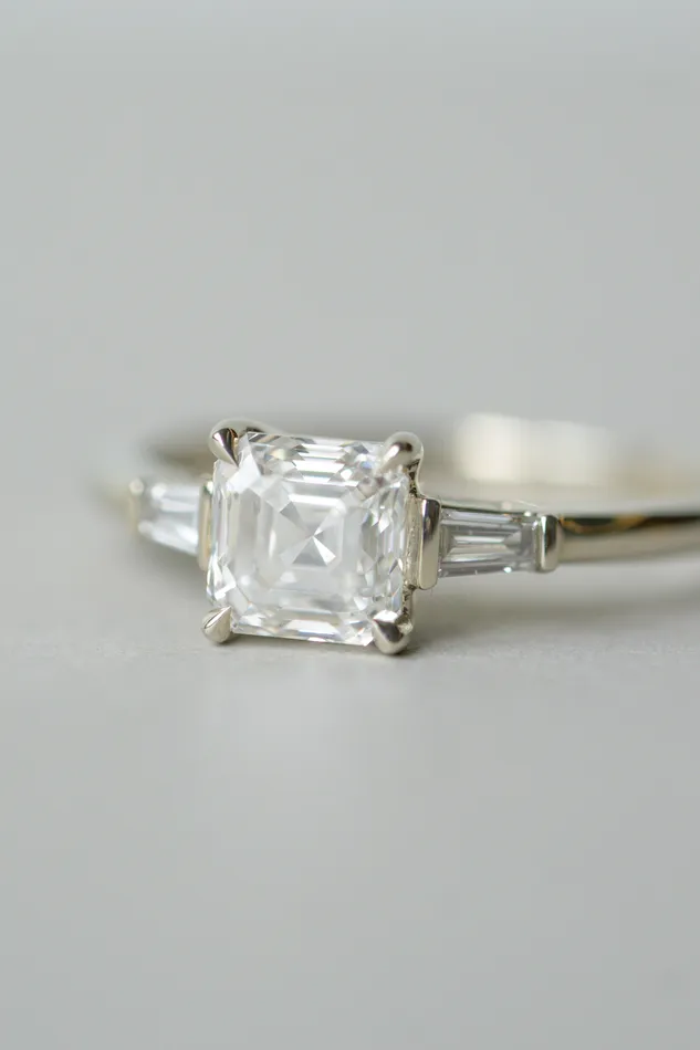 Foe Dear Rings Keiko Ring 124ct White Asscher Cut Lab Diamond readytoship
