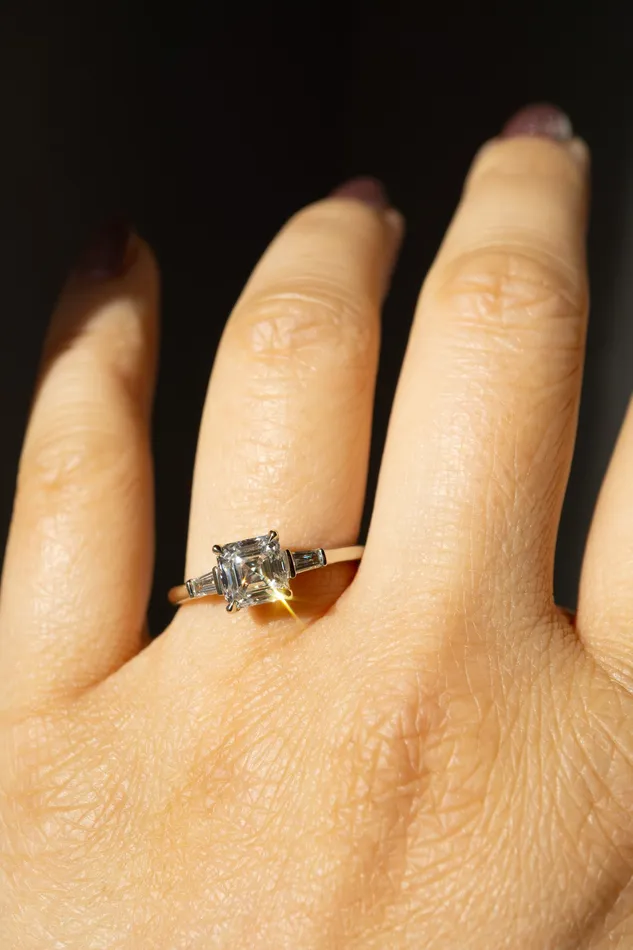 Foe Dear Rings Keiko Ring 124ct White Asscher Cut Lab Diamond readytoship