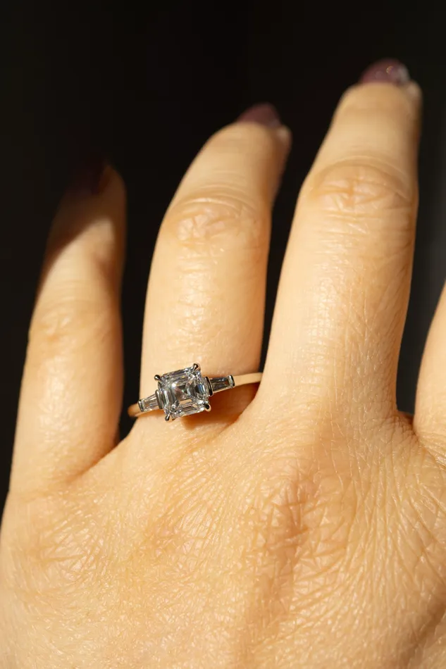 Foe Dear Rings Keiko Ring 124ct White Asscher Cut Lab Diamond readytoship