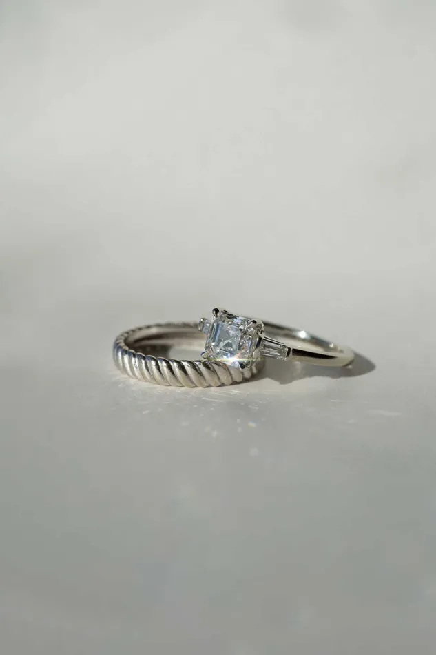 Foe Dear Rings Keiko Ring 124ct White Asscher Cut Lab Diamond readytoship
