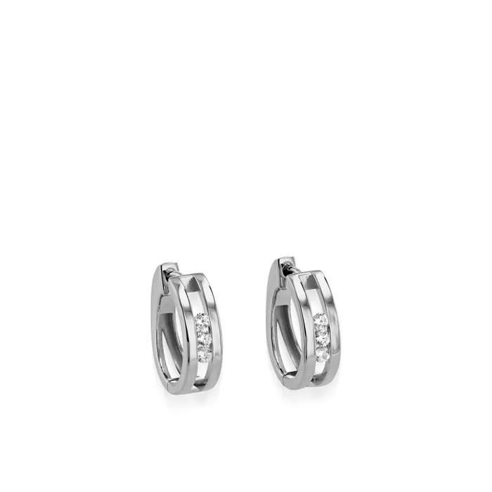 John Atencio Earrings Lines Diamond Hoops