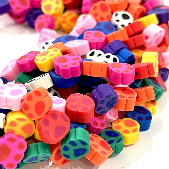Peppy Beads 10mm Polymer Clay Paw Print Charms10 Beads in a Pack Earrings