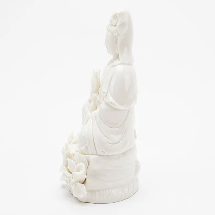 Porcelain Quan Yin Statue Eastern Elm Earrings