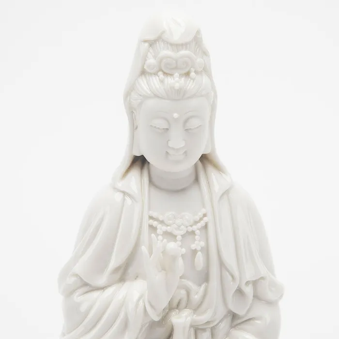 Porcelain Quan Yin Statue Eastern Elm Earrings