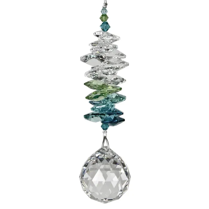 WOODSTOCKCHIMES Woodstock Chimes Green Crystal Grand Cascade Suncatcher Earrings