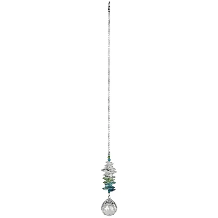 WOODSTOCKCHIMES Woodstock Chimes Green Crystal Grand Cascade Suncatcher Earrings