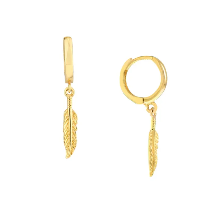 14K Gold Huggie Earrings With Charm Alexis Jae Earrings