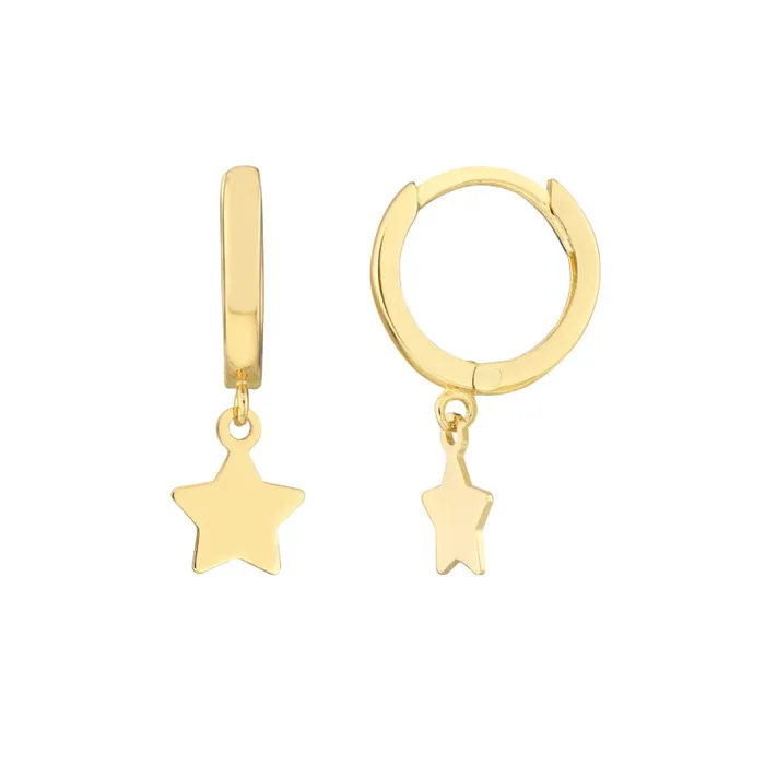 14K Gold Huggie Earrings With Charm Alexis Jae Earrings
