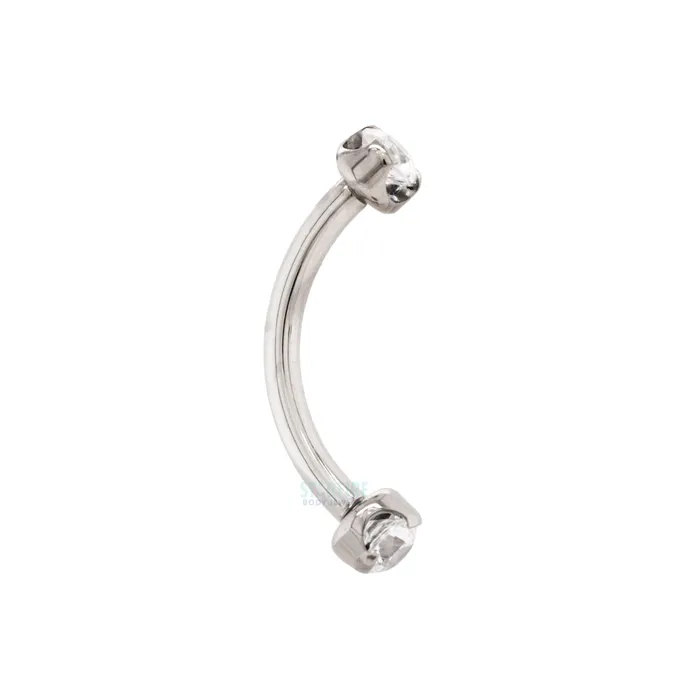 Anatometal Rings ProngSet BrilliantCut Gems Curved Barbell