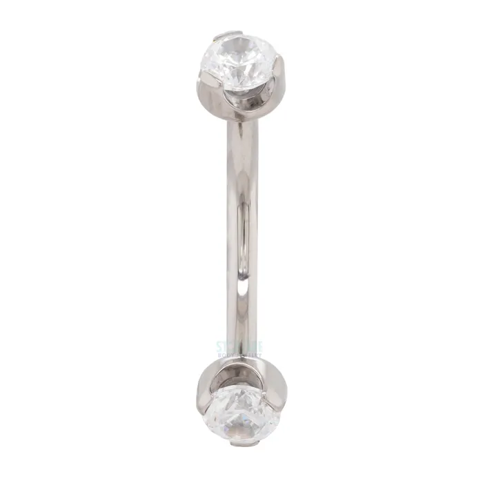 Anatometal Rings ProngSet BrilliantCut Gems Curved Barbell