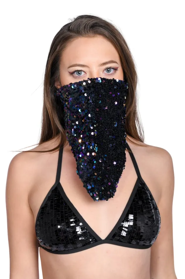 Bandana Face Mask Shimmer Black THE LUMI SHOP Rings