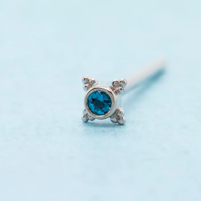 Body Vision BVLA Rings Mini Kandy Nostril Screw in Gold with Round London Blue Topaz
