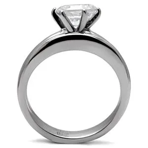 CJ7787OS Wholesale Stainless Steel Solitaire Round Cubic Zirconia Wedding Set Green Rings