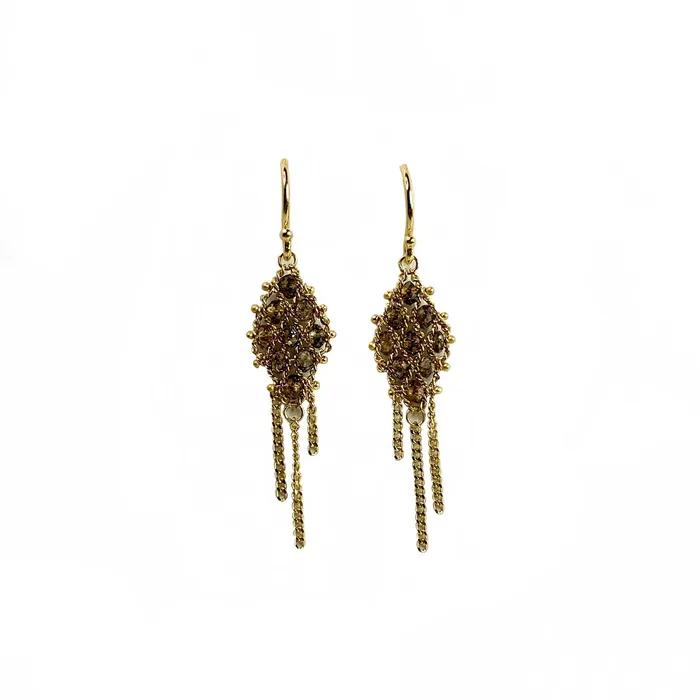 Earrings Amali Jewelry Checkerboard Faceted Brown Diamond Earrings