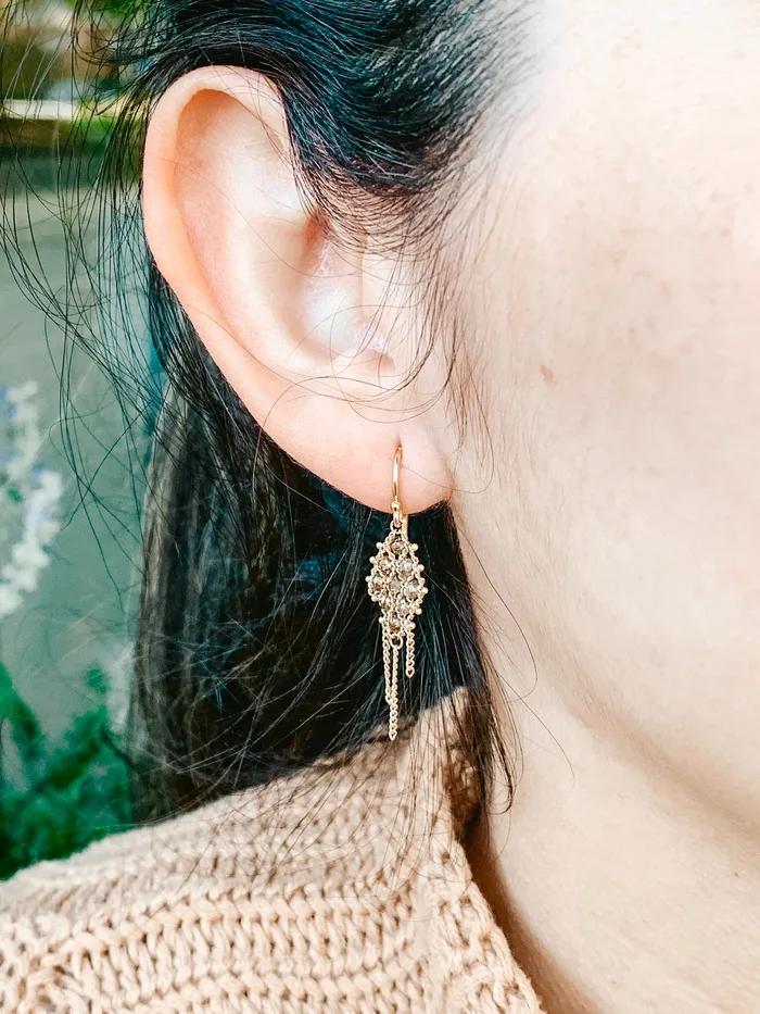 Earrings Amali Jewelry Checkerboard Faceted Brown Diamond Earrings Earrings Amali Jewelry Checkerboard Faceted Brown Diamond Earrings
