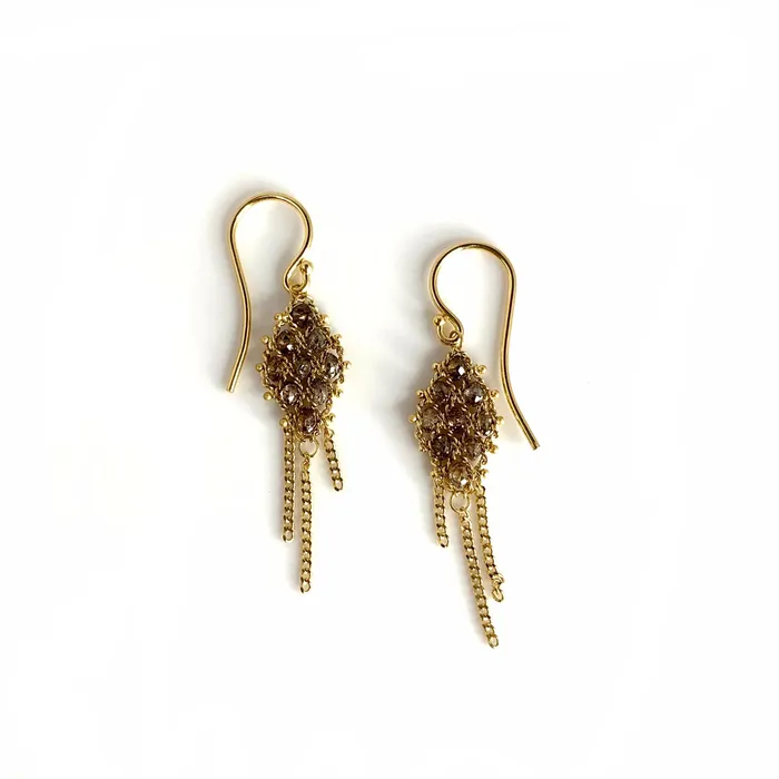 Earrings Amali Jewelry Checkerboard Faceted Brown Diamond Earrings Earrings Amali Jewelry Checkerboard Faceted Brown Diamond Earrings