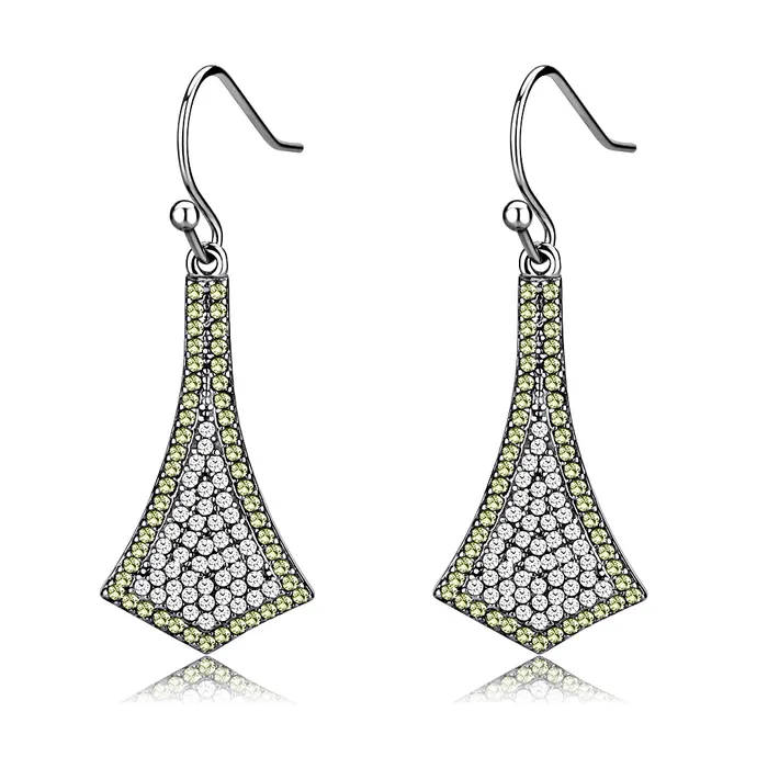 Earrings CJ174 Wholesale Womens Stainless Steel AAA Grade CZ Topaz Dangle Earrings Green