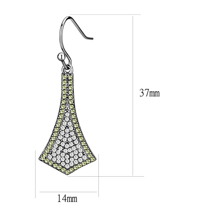 Earrings CJ174 Wholesale Womens Stainless Steel AAA Grade CZ Topaz Dangle Earrings Green