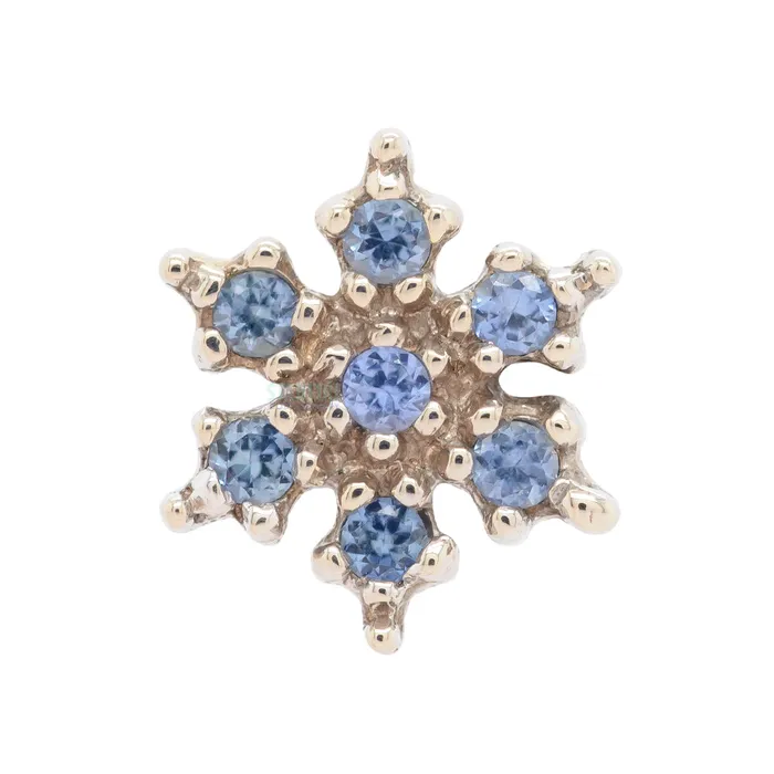 Earrings Micro Pave Snowflake Threaded End in Gold with Polar Sapphires Body Vision BVLA