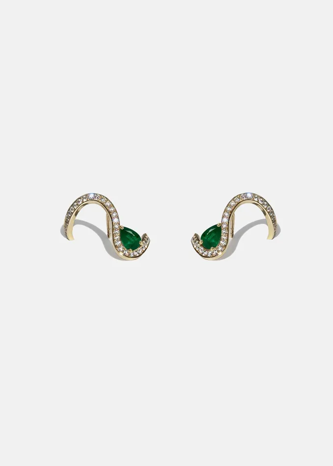 Emerald Trace Pav Earring KATKIMfinejewelry Earrings