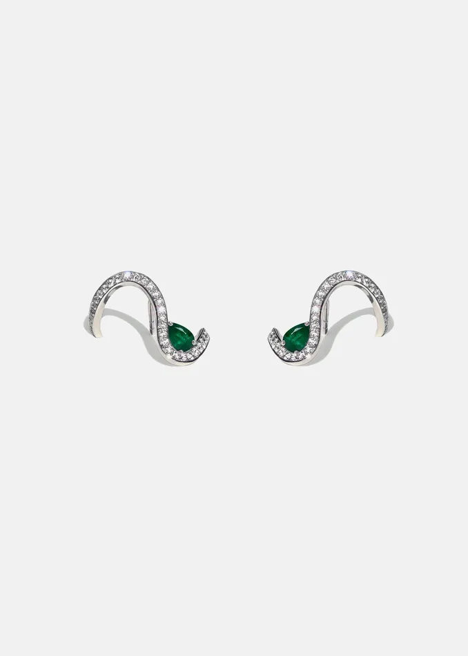 Emerald Trace Pav Earring KATKIMfinejewelry Earrings