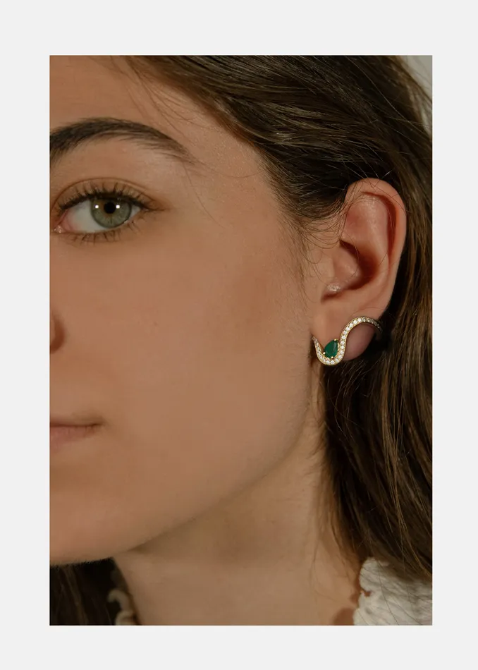Emerald Trace Pav Earring KATKIMfinejewelry Earrings
