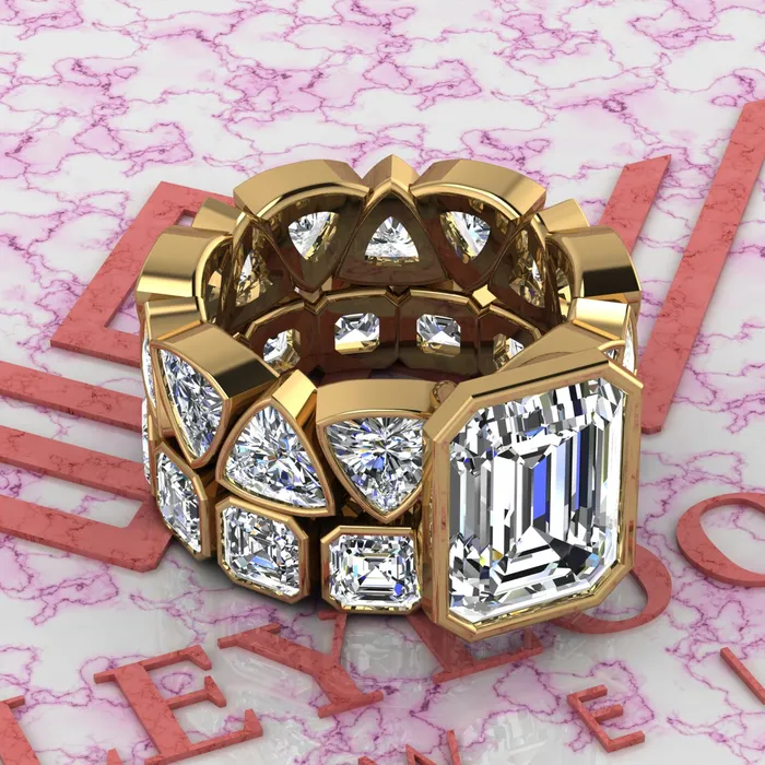 Rings Leyloon Jewelry 155 CTW Medium Emerald Cut TwoPiece Bridal D Color Bezel Moissanite Set