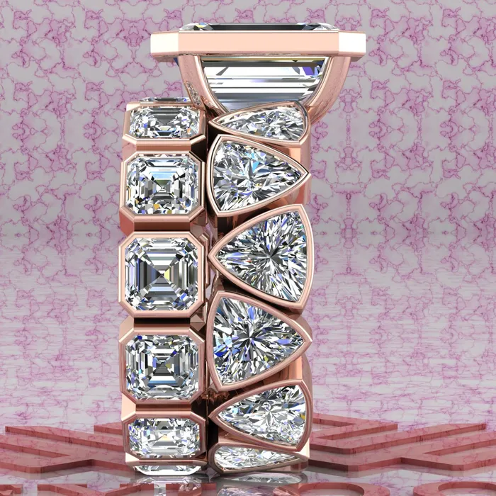 Rings Leyloon Jewelry 155 CTW Medium Emerald Cut TwoPiece Bridal D Color Bezel Moissanite Set