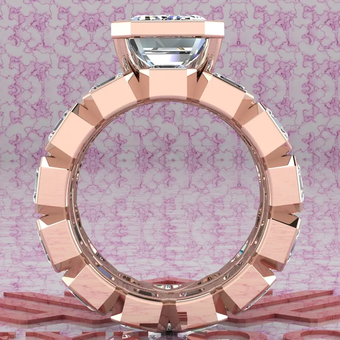 Rings Leyloon Jewelry 155 CTW Medium Emerald Cut TwoPiece Bridal D Color Bezel Moissanite Set