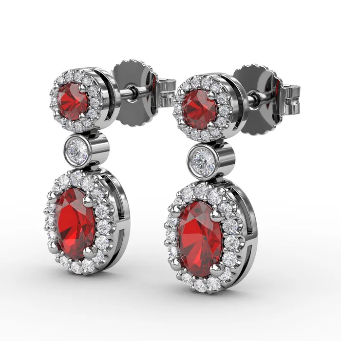 Ruby Diamond Halo Drop Earrings Fana Earrings Ruby Diamond Halo Drop Earrings Fana Earrings