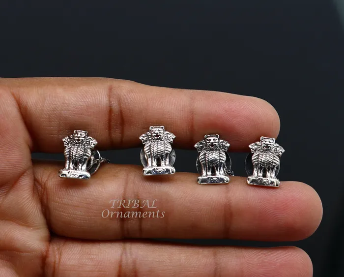 925 Sterling silver handmade amazing Indian national symbol Satyamev Jayate design buttons for mens kurta best gifting accessories btn09 TRIBAL ORNAMENTS Rings