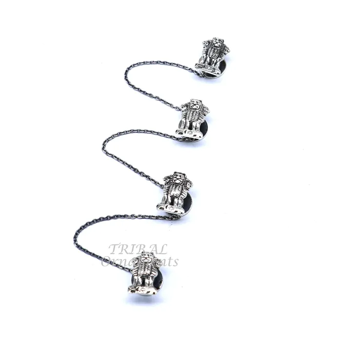 925 Sterling silver handmade amazing Indian national symbol Satyamev Jayate design buttons for mens kurta best gifting accessories btn09 TRIBAL ORNAMENTS Rings