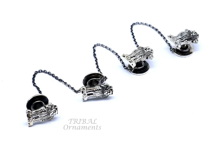 925 Sterling silver handmade amazing Indian national symbol Satyamev Jayate design buttons for mens kurta best gifting accessories btn09 TRIBAL ORNAMENTS Rings