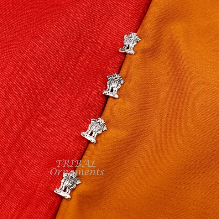 925 Sterling silver handmade amazing Indian national symbol Satyamev Jayate design buttons for mens kurta best gifting accessories btn09 TRIBAL ORNAMENTS Rings