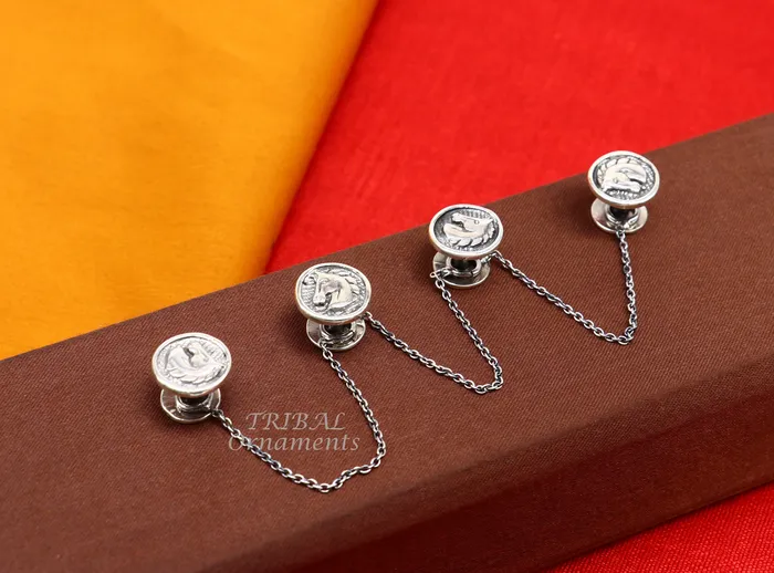 925 Sterling silver handmade amazing unicorn horse design buttons or cufflinks for mens kurta best gifting jewelry occasions btn08 TRIBAL ORNAMENTS Rings