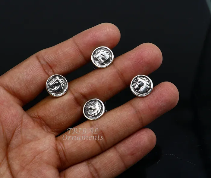 925 Sterling silver handmade amazing unicorn horse design buttons or cufflinks for mens kurta best gifting jewelry occasions btn08 TRIBAL ORNAMENTS Rings