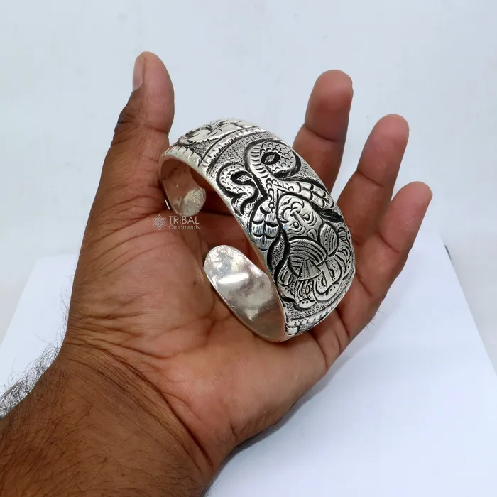 925 sterling silver handmade vintage deity design bangle bracelet kada tribal jewelry cuff239 TRIBAL ORNAMENTS Bracelets 925 sterling silver handmade vintage deity design bangle bracelet kada tribal jewelry cuff239 TRIBAL ORNAMENTS Bracelets