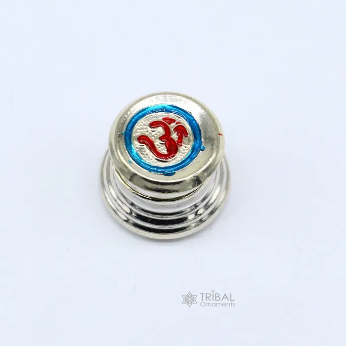 999 pure silver trinket box kajal box brides round shape box Aum design box container tobacco box eyeliner Sindur box gifting stb804 TRIBAL ORNAMENTS Rings