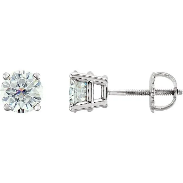 Charles Colvard Earrings Round Center 4 Prong Earrings