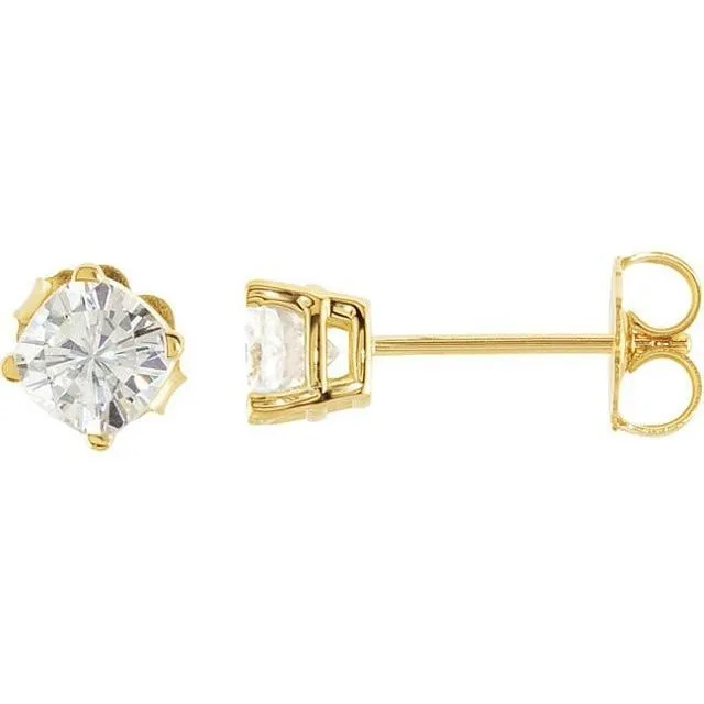 Charles Colvard Earrings Round Center 4 Prong Earrings