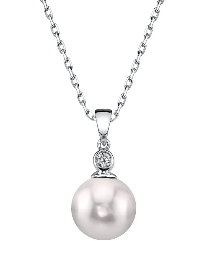 Earrings Akoya Pearl Diamond Dew Drop Pendant spt
