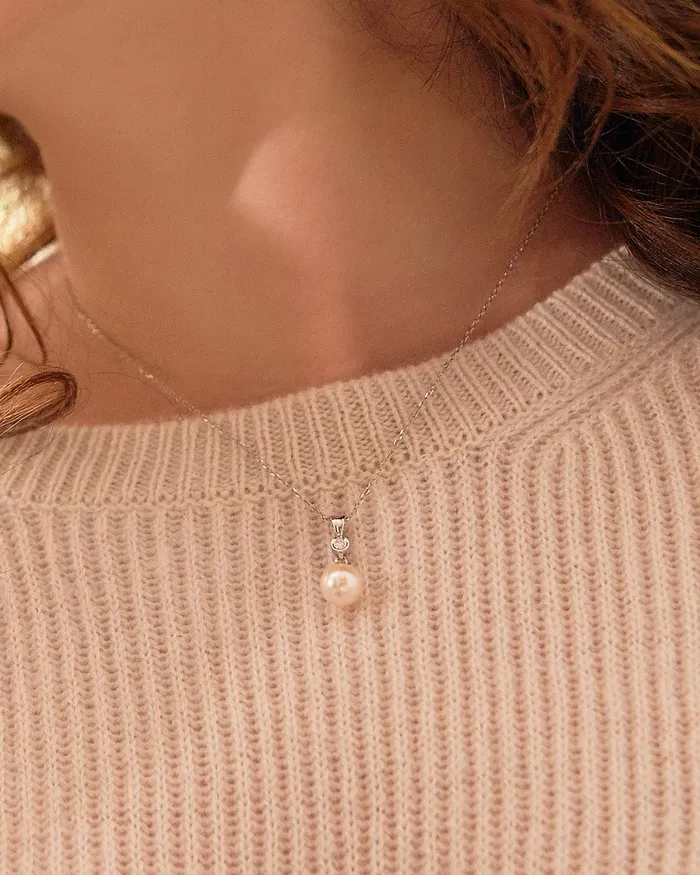 Earrings Akoya Pearl Diamond Dew Drop Pendant spt