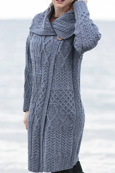 Earrings Patchwork Long Merino Wool Cardigan Aran Woollen Mills