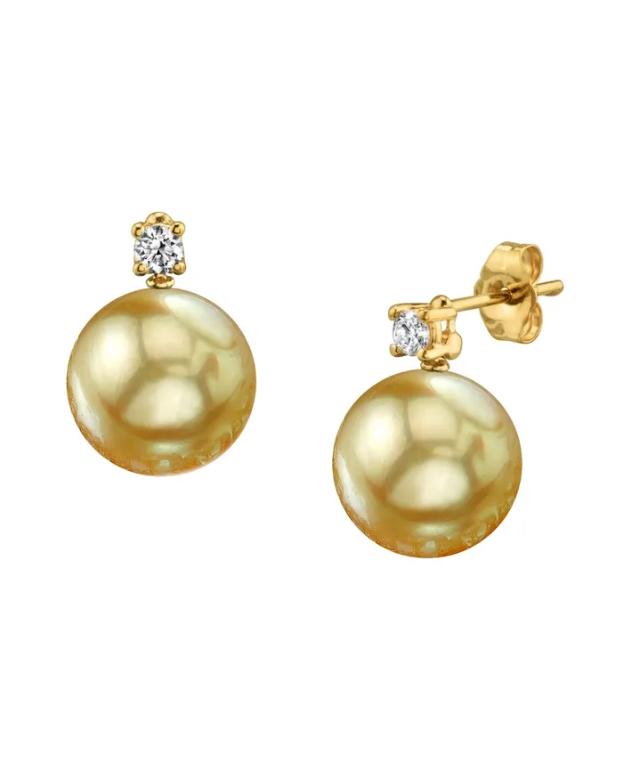 Earrings spt Golden South Sea Pearl Diamond Glimmer Earrings