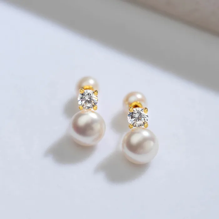 Elegant Freshwater Semi Round Pearl Earrings WE00363 Pearly Lustre Earrings