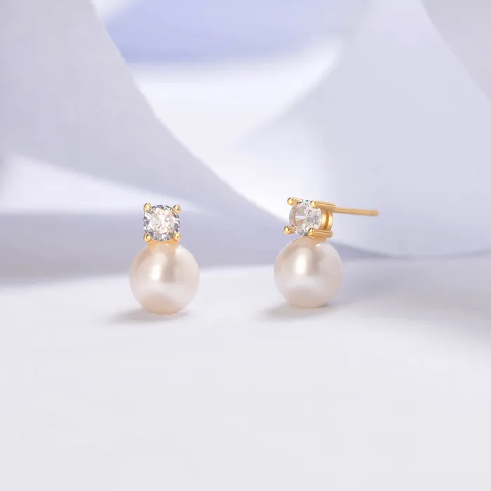 Elegant Freshwater Semi Round Pearl Earrings WE00363 Pearly Lustre Earrings