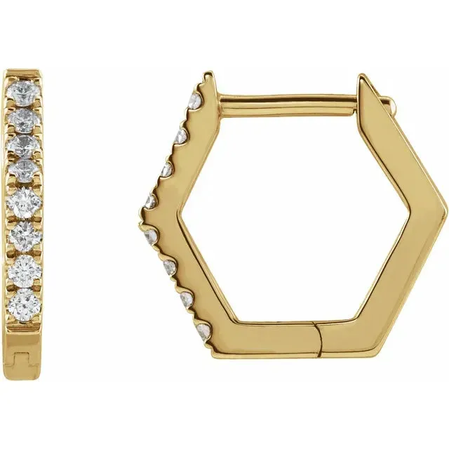 Geometric Diamond Accented Huggies Hoop Earrings Fire Brilliance Earrings
